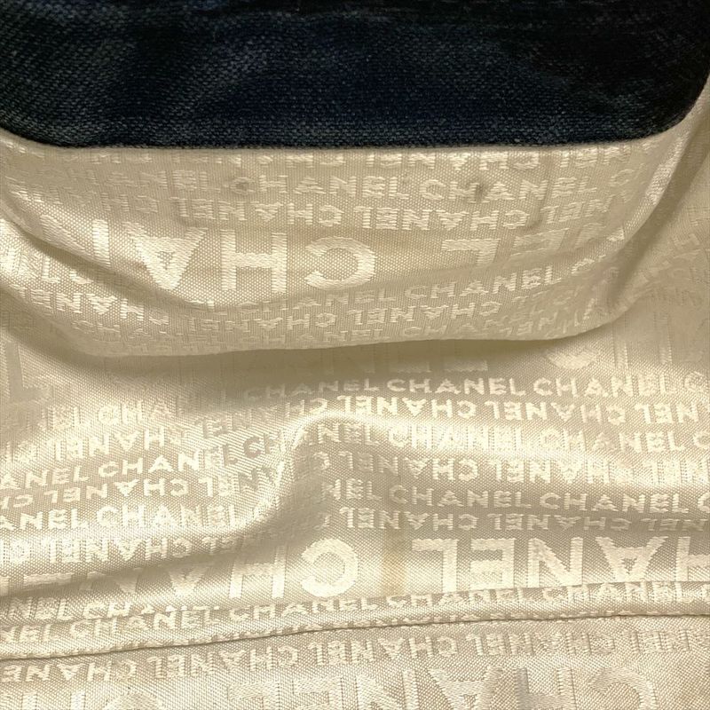 Chanel NO5 Coco Mark Choco Bar Handbag Canvas A28010 Navy Rope Handle Ladies