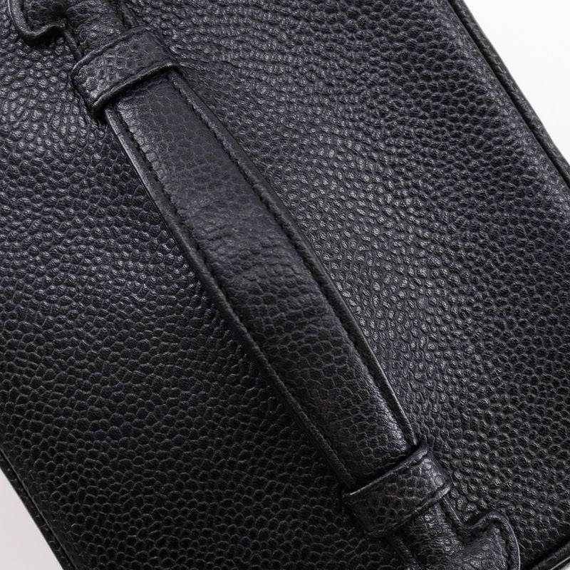Chanel Vanity Coco Mark A01998 Caviar Skin Black Ladies Pouch