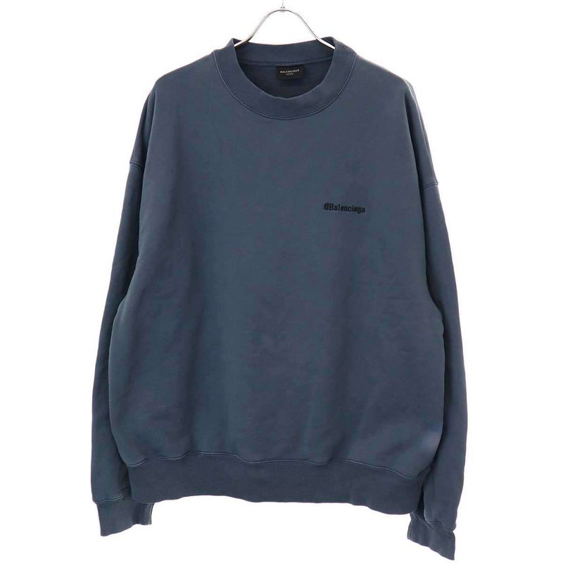 Balenciaga 22aw Vintage Wash Embroidered Sweatshirt 697869 Tnvg8 Blue L
