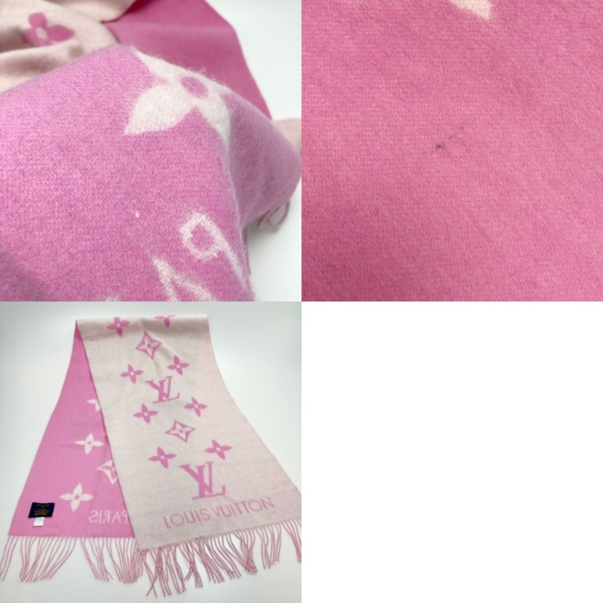 Louis Vuitton Monogram Escharp Reykjavik Muffler M76066 Pink 100% Cashmere