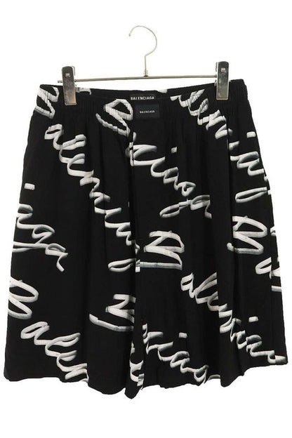 Balenciaga 672410 Tml13 Rayon Half Pants With Logo All Over Men's 48