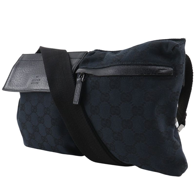 Gucci Body Bag 28566 GG Canvas Black Unisex Waist Bag