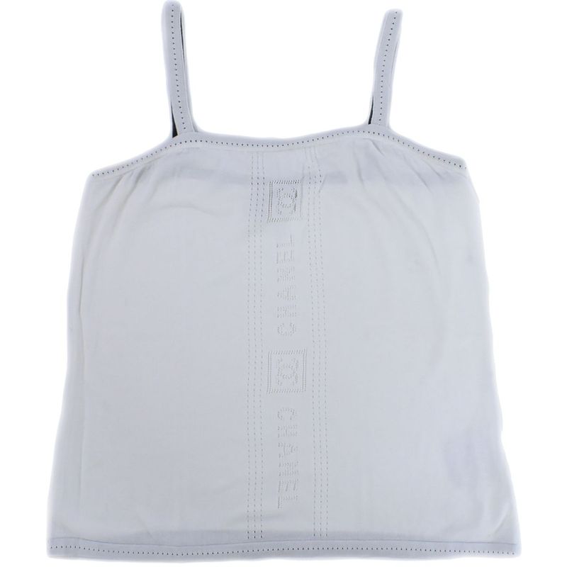 Authentic Chanel Coco Mark Logo Camisole Top 40 Cotton White Women's Clothing