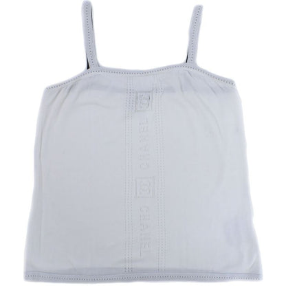 Authentic Chanel Coco Mark Logo Camisole Top 40 Cotton White Women's Clothing