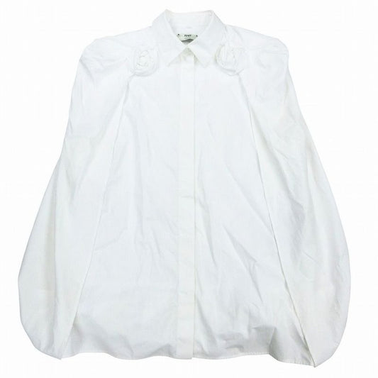 Fendi 12cpf-21-1569 Cape Rose Blouse Shirt Top Long Sleeves White Size M Women's