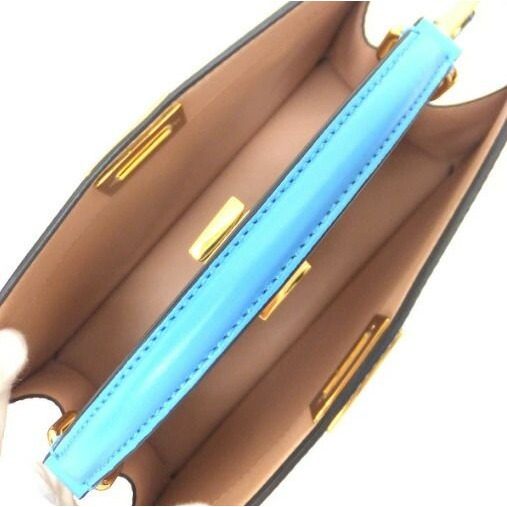 Fendi Peekaboo Ishi Yu East Waist Handbag Leather Light Blue Gold — view 4