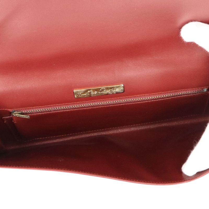 Cartier Must Line Clutch Bag Leather Ladies Clutch Bag Wine Red Excellent