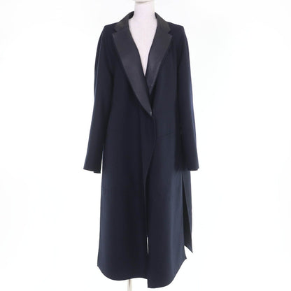 Hermes Cashmere Silk Soft Tilt Mix Coat Navy 38 with Hanger Garment