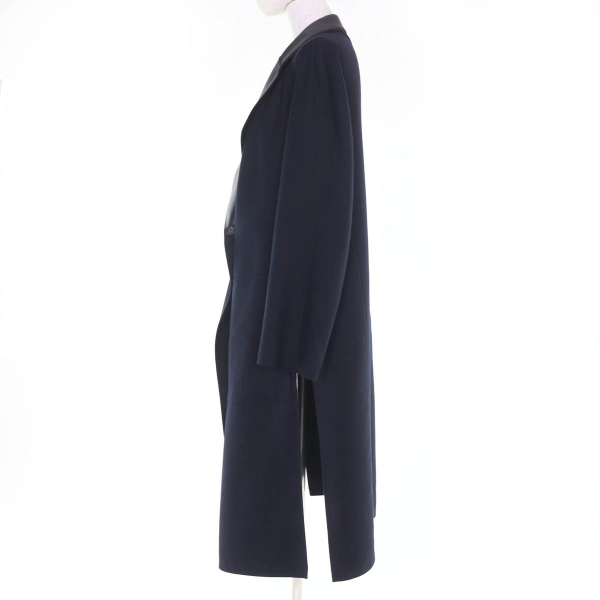 Hermes Cashmere Silk Soft Tilt Mix Coat Navy 38 with Hanger Garment — view 2