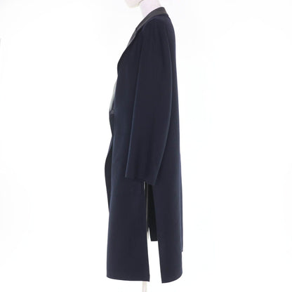 Hermes Cashmere Silk Soft Tilt Mix Coat Navy 38 with Hanger Garment — view 2