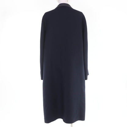 Hermes Cashmere Silk Soft Tilt Mix Coat Navy 38 with Hanger Garment — view 3