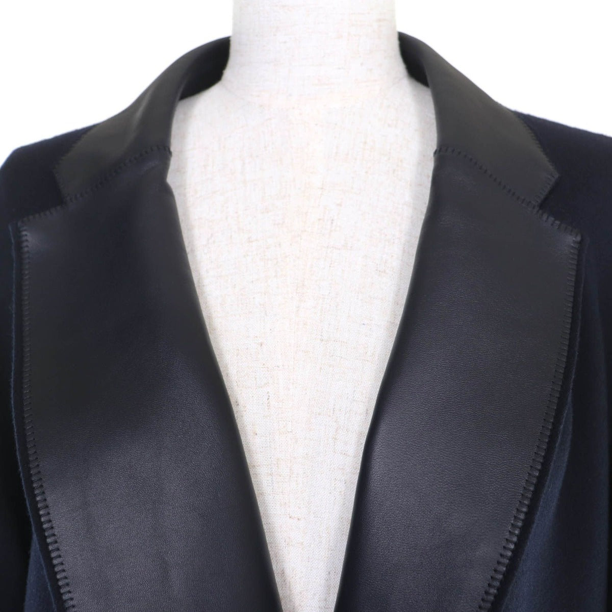 Hermes Cashmere Silk Soft Tilt Mix Coat Navy 38 with Hanger Garment — view 4