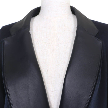 Hermes Cashmere Silk Soft Tilt Mix Coat Navy 38 with Hanger Garment — view 4