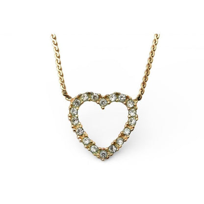 Christian Dior Necklace Pendant Vintage Heart Mochi Rhinestone