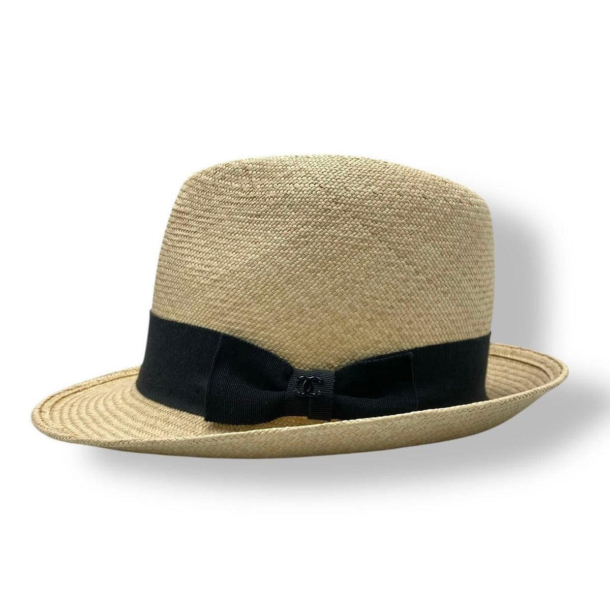 Chanel Hat Straw Coco Mark Ribbon Centerfold Size S1 bo-1 — view 3