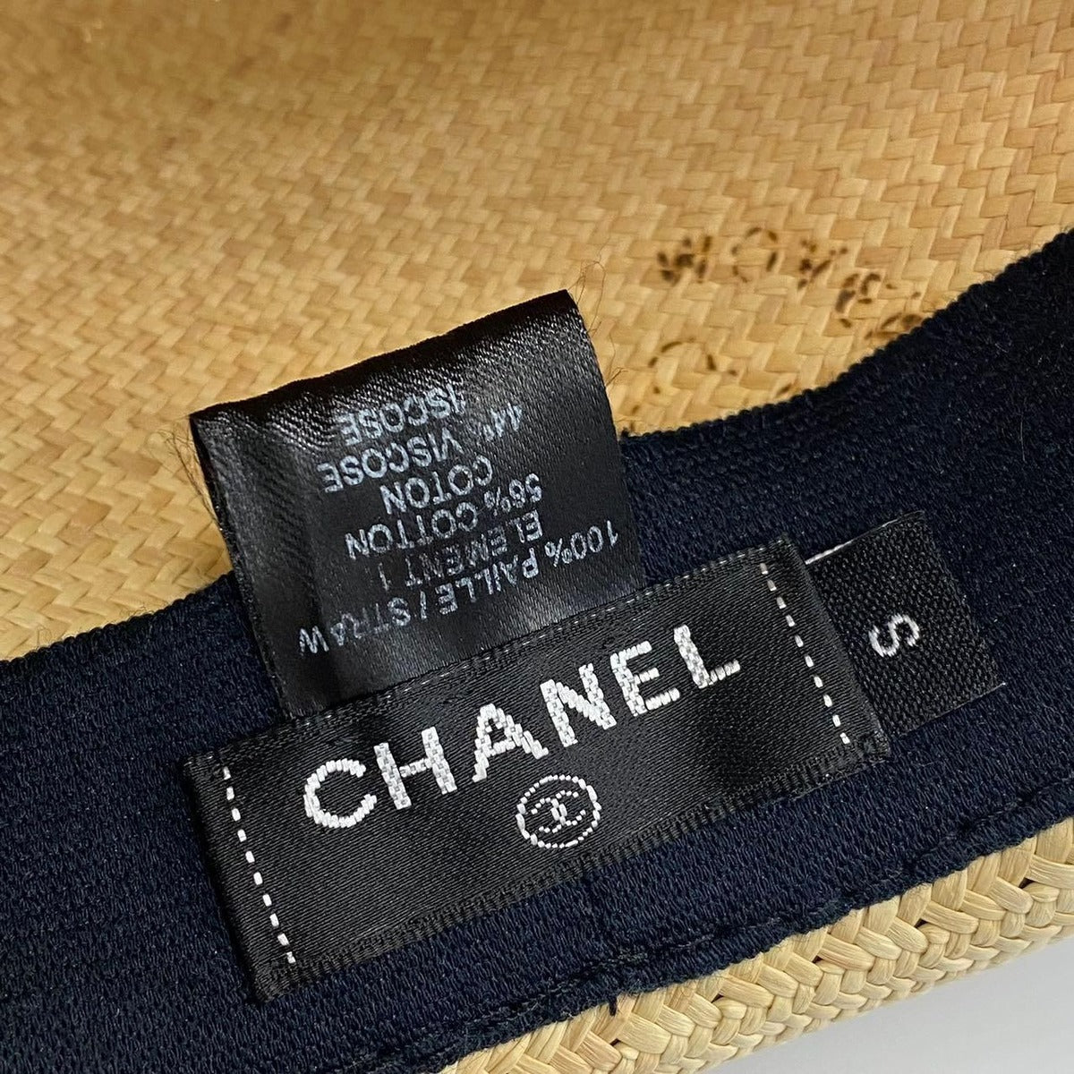 Chanel Hat Straw Coco Mark Ribbon Centerfold Size S1 bo-1 — view 7