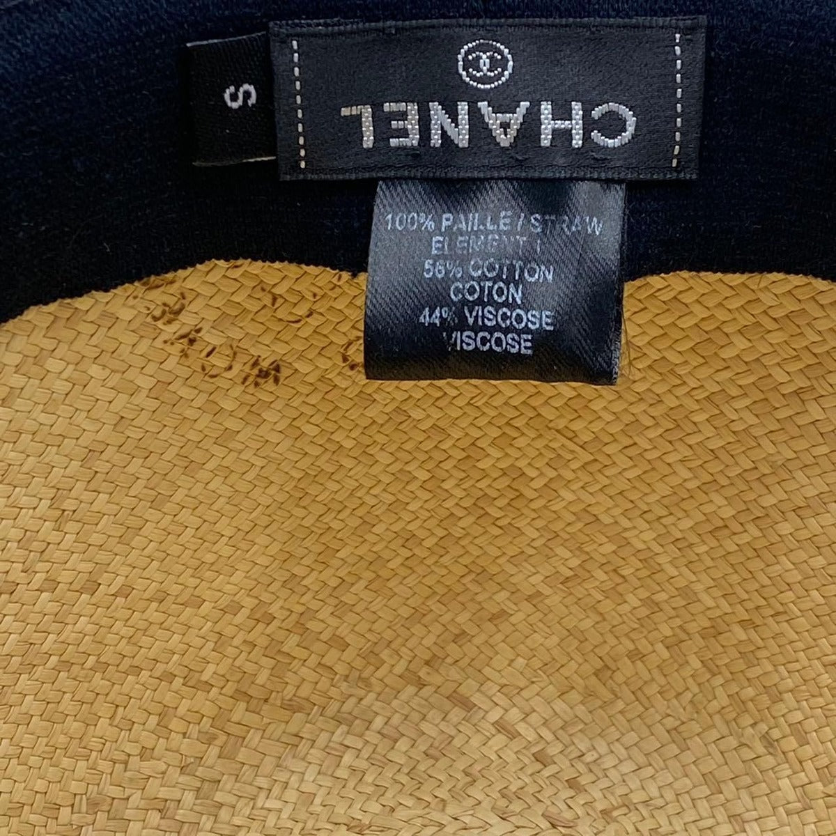 Chanel Hat Straw Coco Mark Ribbon Centerfold Size S1 bo-1 — view 8