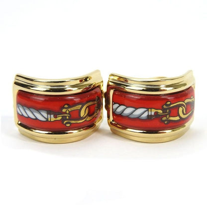 Hermes Earrings Emile Cloisonne Red Gold GP Plated Jewelry Accessories