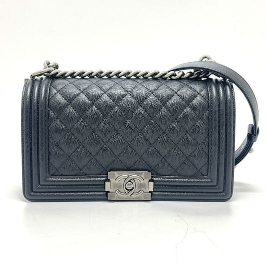 Chanel Shoulder Bag Boy 25 Caviar Leather Black