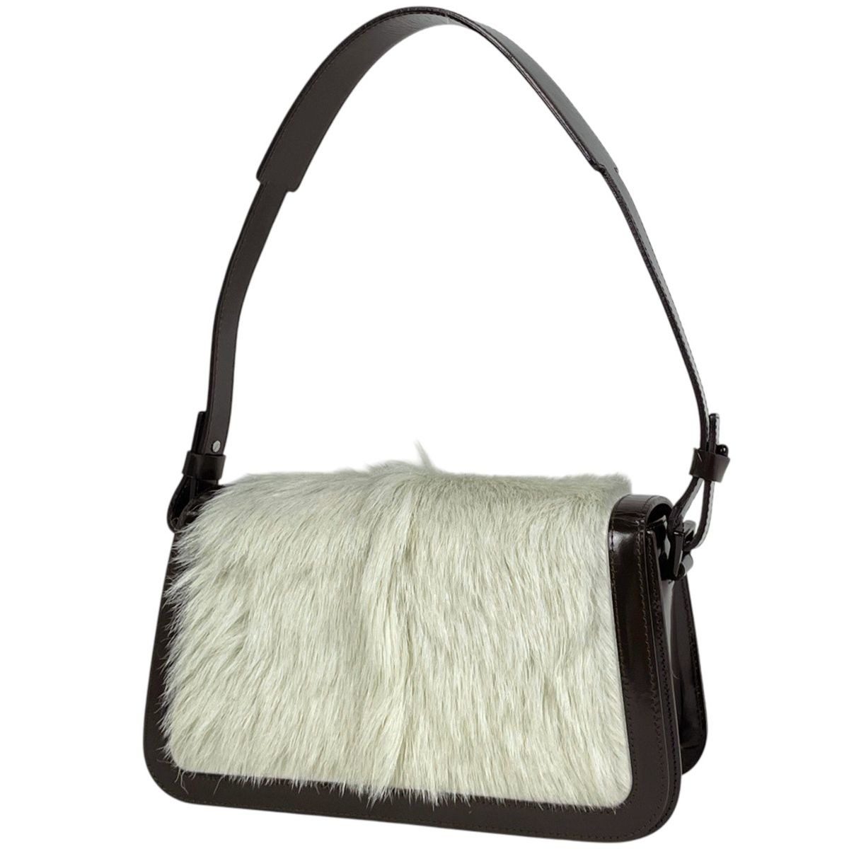 Celine Shoulder Bag Leather Brown White