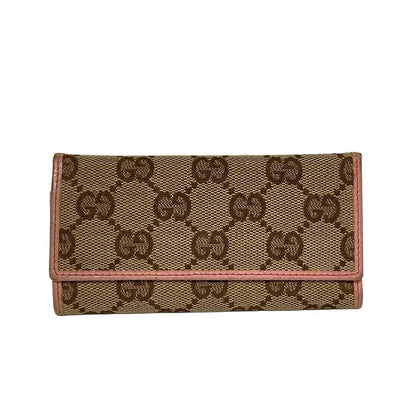 Gucci Key Case GG Pattern 138096 Beige X Dark Brown X Pink 6 Hooks Leather