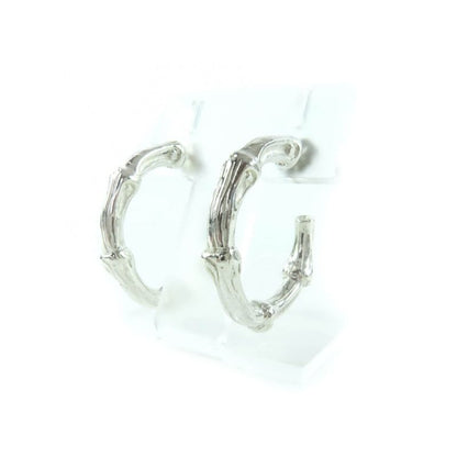 Tiffany & Co 925 Bamboo Hoop Earrings Accessories Silver Box Storag