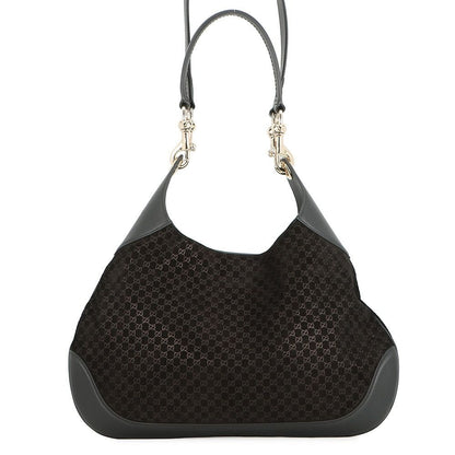 Gucci Shoulder Bag Micro GG Suede Leather B Small 2-Way Black