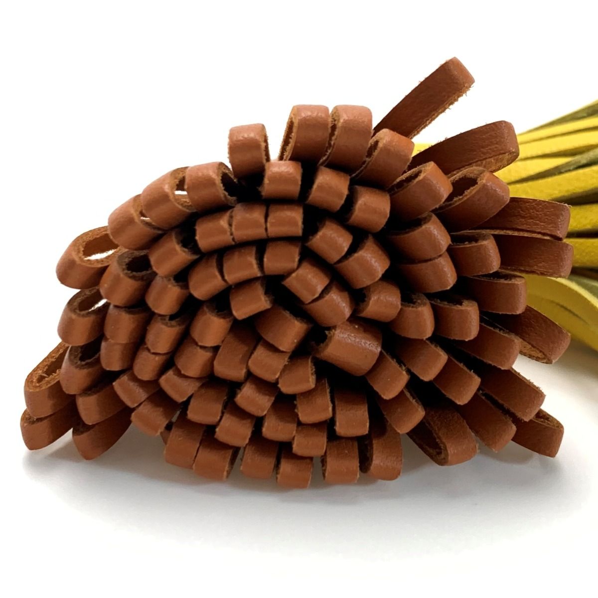 Hermes Carmen Unodos Brown/yellow Key Holder Charm Women's Silver Hardware