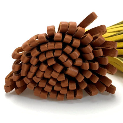 Hermes Carmen Unodos Brown/yellow Key Holder Charm Women's Silver Hardware