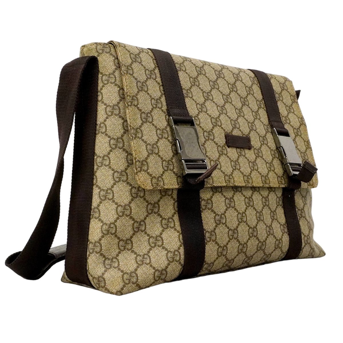 Gucci Shoulder Bag GG Supreme Beige Brown Silver — view 2