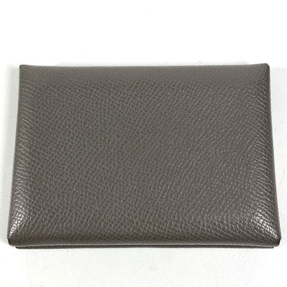 Hermes Bifold Wallet Calvi Duo Chevre Etain Gray