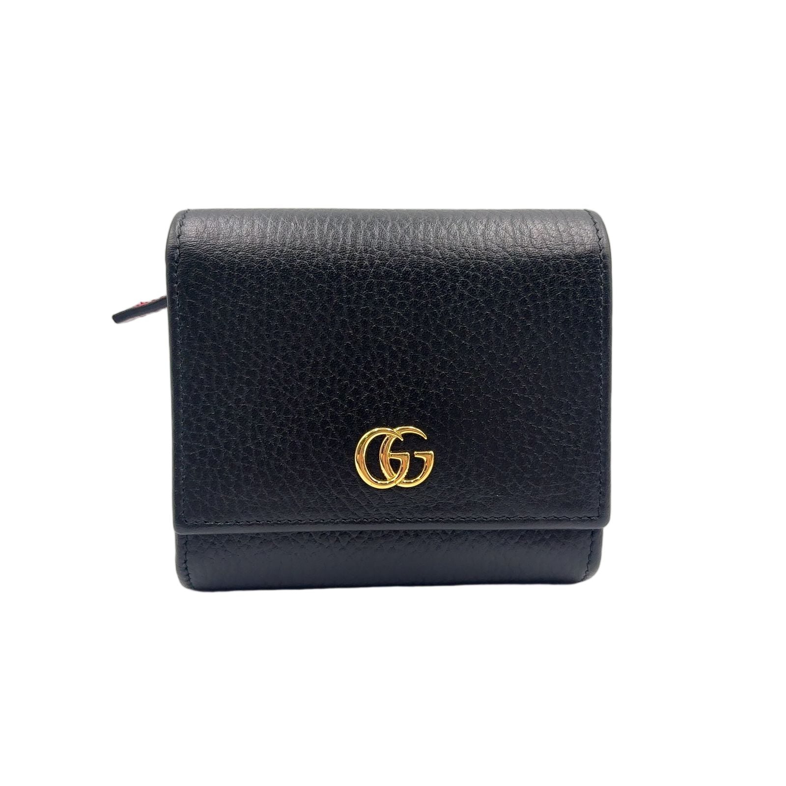 Gucci New Arrivals GG Marmot Leather Black Bordeaux Bifold Wallet Gold