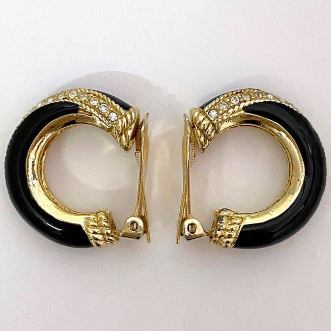 Christian Dior Earrings Ec21691 Gold Black