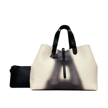 Dior Tote Toujour Large White Black Eiffel Tower Canvas Leather