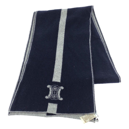 Celine Wool Cashmere Macadam Scarf Navy Silver