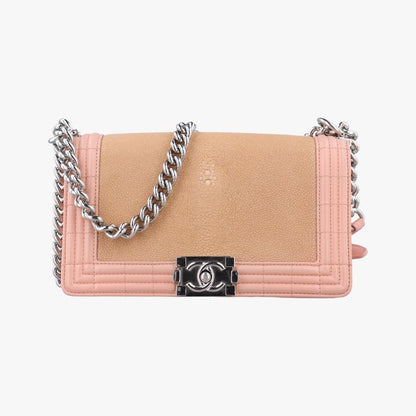 Chanel Galusha Stingray Medium Boy Flap Pink And Beigeleather A6706416404982
