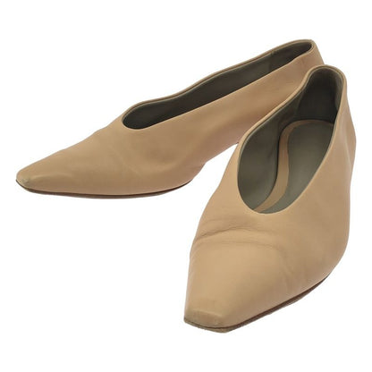 Bottega Veneta Almond Leather Flat Shoes Beige 37 1 2
