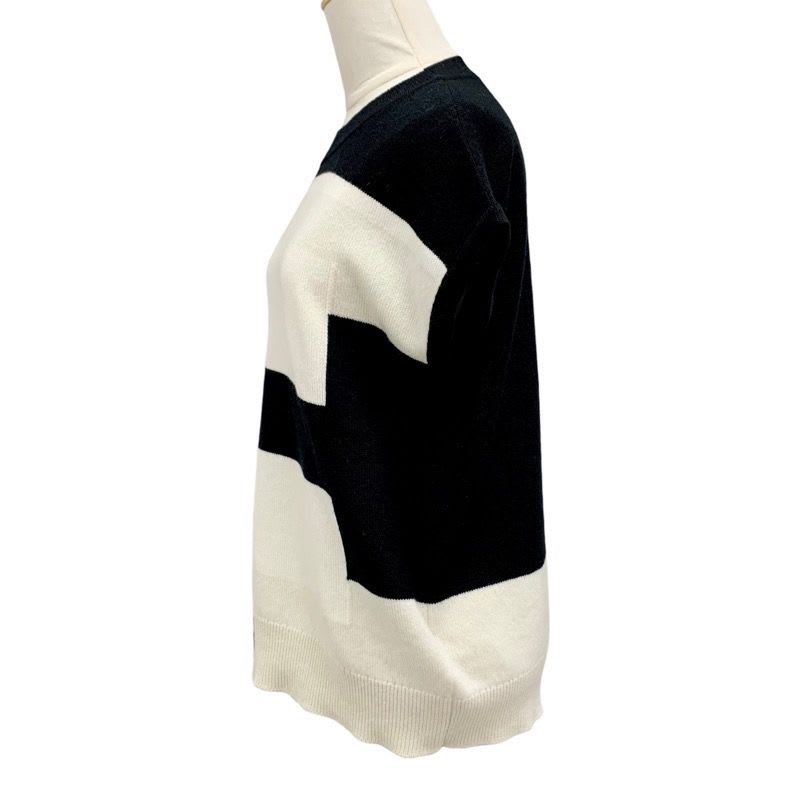 Hermes Top Knit Short Sleeve Cashmere Black White