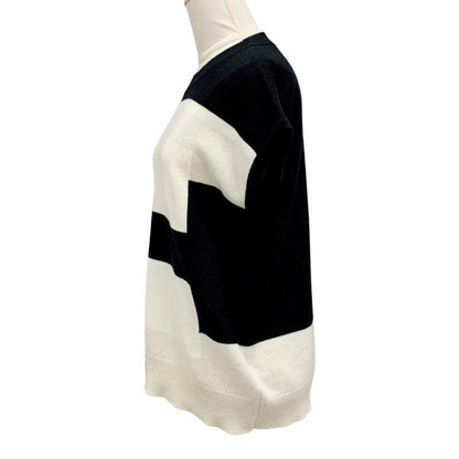 Hermes Top Knit Short Sleeve Cashmere Black White