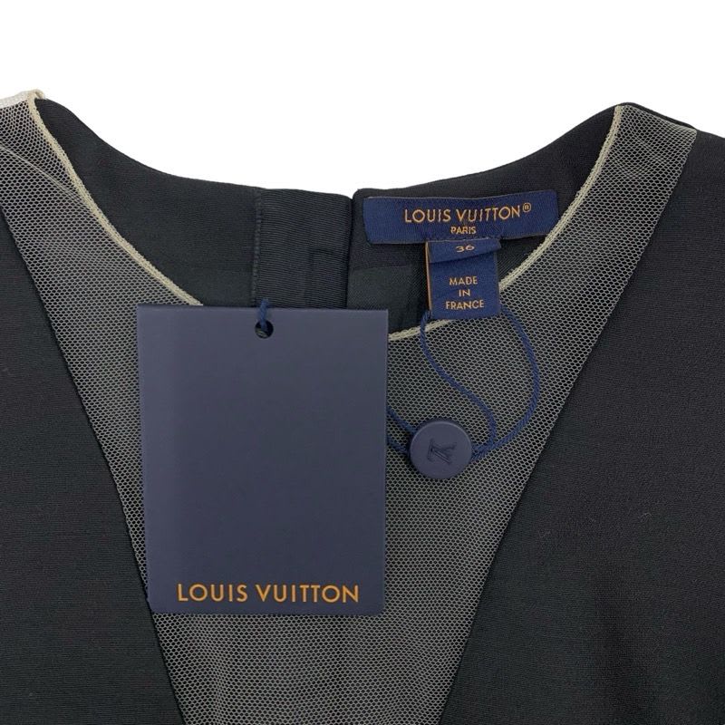 Louis Vuitton Fin Flounce Mikado Dress Sleeveless Nylon Black