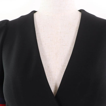 Gucci 501488 Jersey V-neck Dress With Interlocking G Pearls Black XS Made In