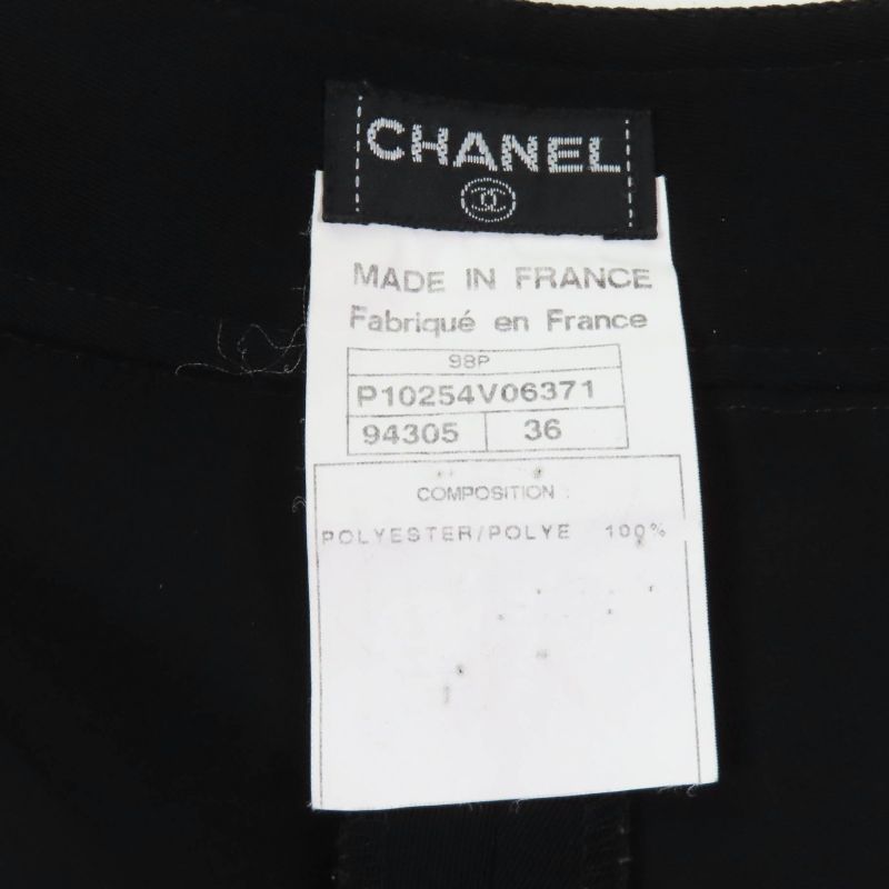 CHANEL Vintage 98P P10254 Coco Mark Buttoned Pants Slacks Bottoms Black 36 Made