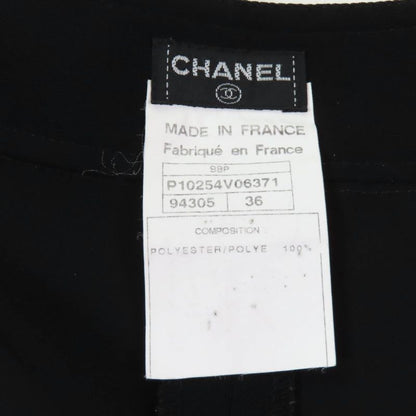 CHANEL Vintage 98P P10254 Coco Mark Buttoned Pants Slacks Bottoms Black 36 Made