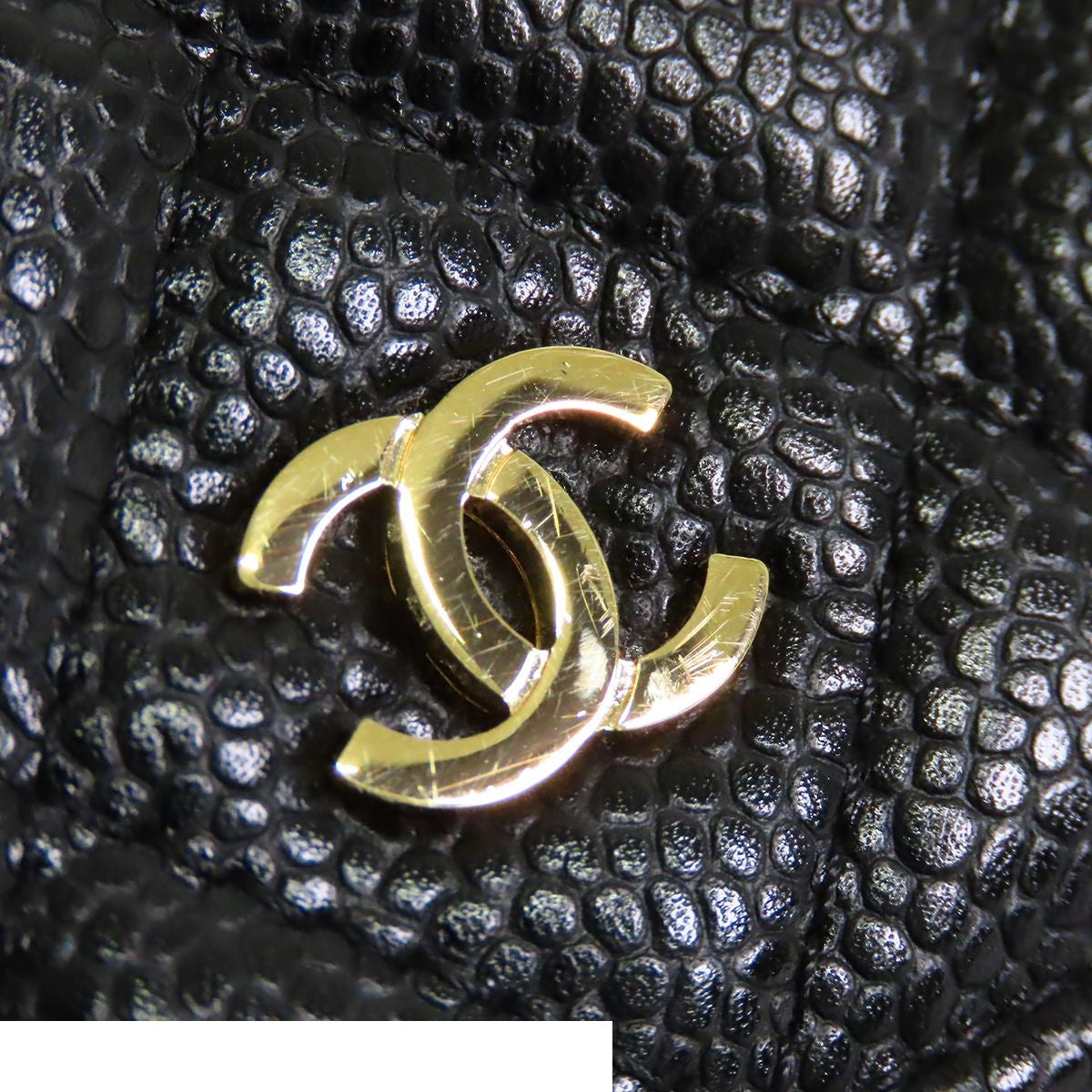 Chanel Chain Wallet Black Gold Caviar Leather Shoulder Bag — view 6