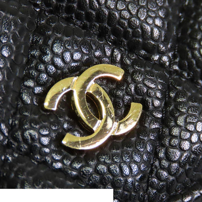Chanel Chain Wallet Black Gold Caviar Leather Shoulder Bag — view 6