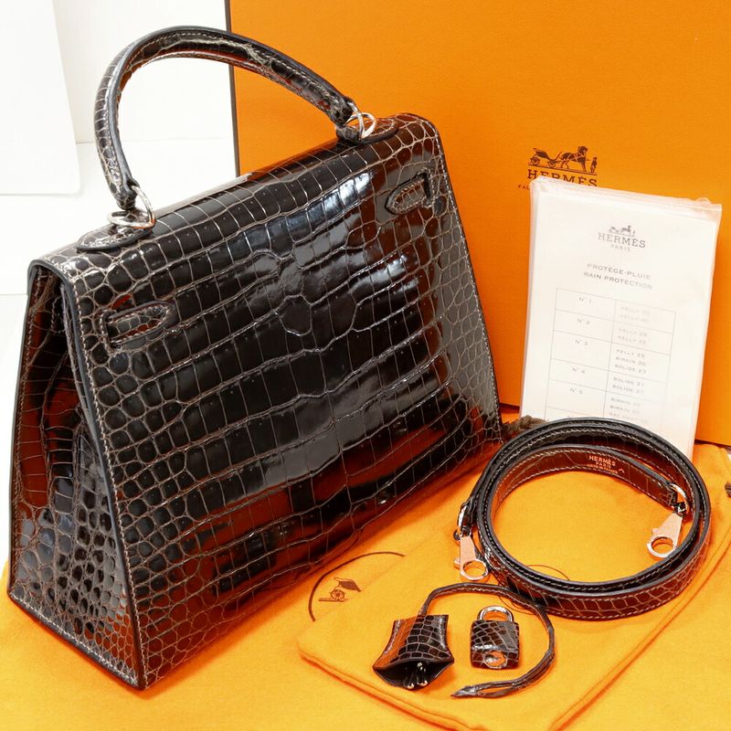 Hermes Handbag Shoulder Bag Kelly 25 Polosus Graphite Silver Hardware