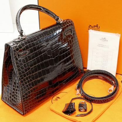 Hermes Handbag Shoulder Bag Kelly 25 Polosus Graphite Silver Hardware