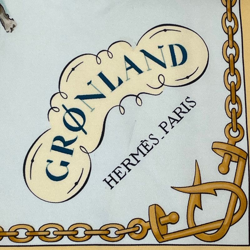 Hermes Carre 90 1982 Gronland Greenland Eskimo Dog Sled Silk Scarf Yellow