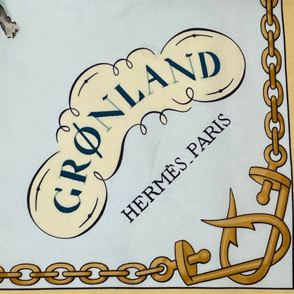 Hermes Carre 90 1982 Gronland Greenland Eskimo Dog Sled Silk Scarf Yellow