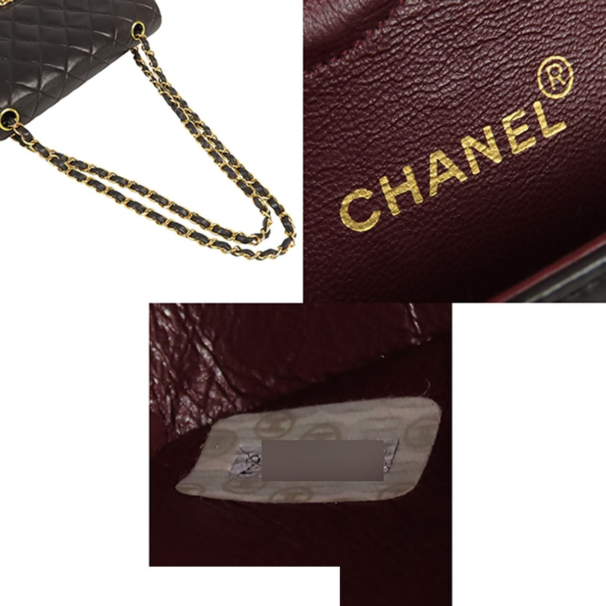 Chanel Chain Shoulder Bag Black Gold Lambskin Quilted 25 Double Flap Vintage — view 5